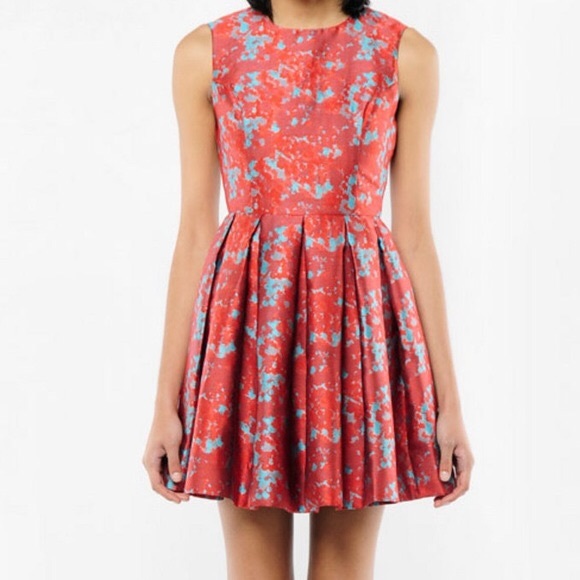 BB Dakota Dresses & Skirts - BB Dakota Halsey Red and Mint Pleated Midi Dress